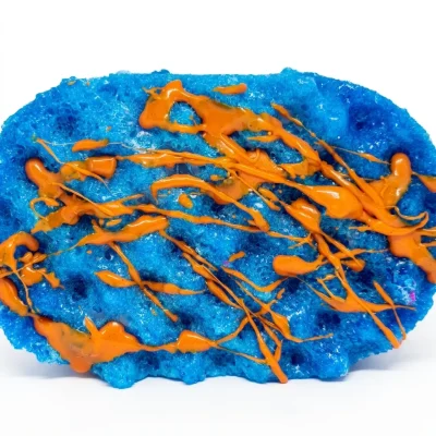 Esponja de Jabón Artesanal Azul – Bergamota, Lavanda y Pachulí