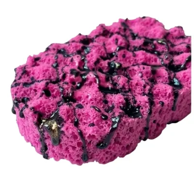 esponja de jabón artesanal frambuesa negra vainilla exfoliante natural