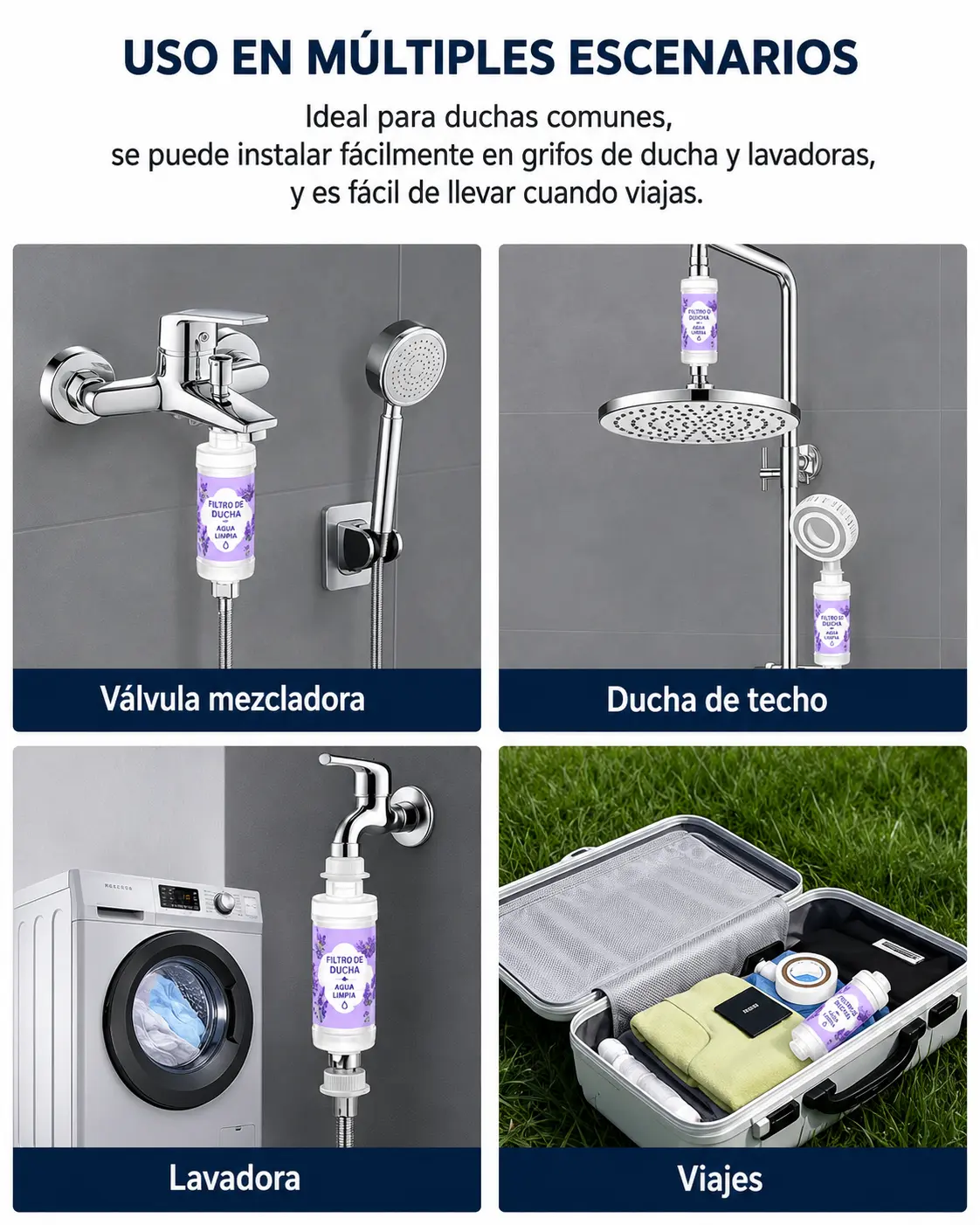 Filtro de ducha compatible con válvula mezcladora ducha de techo lavadora y viajes